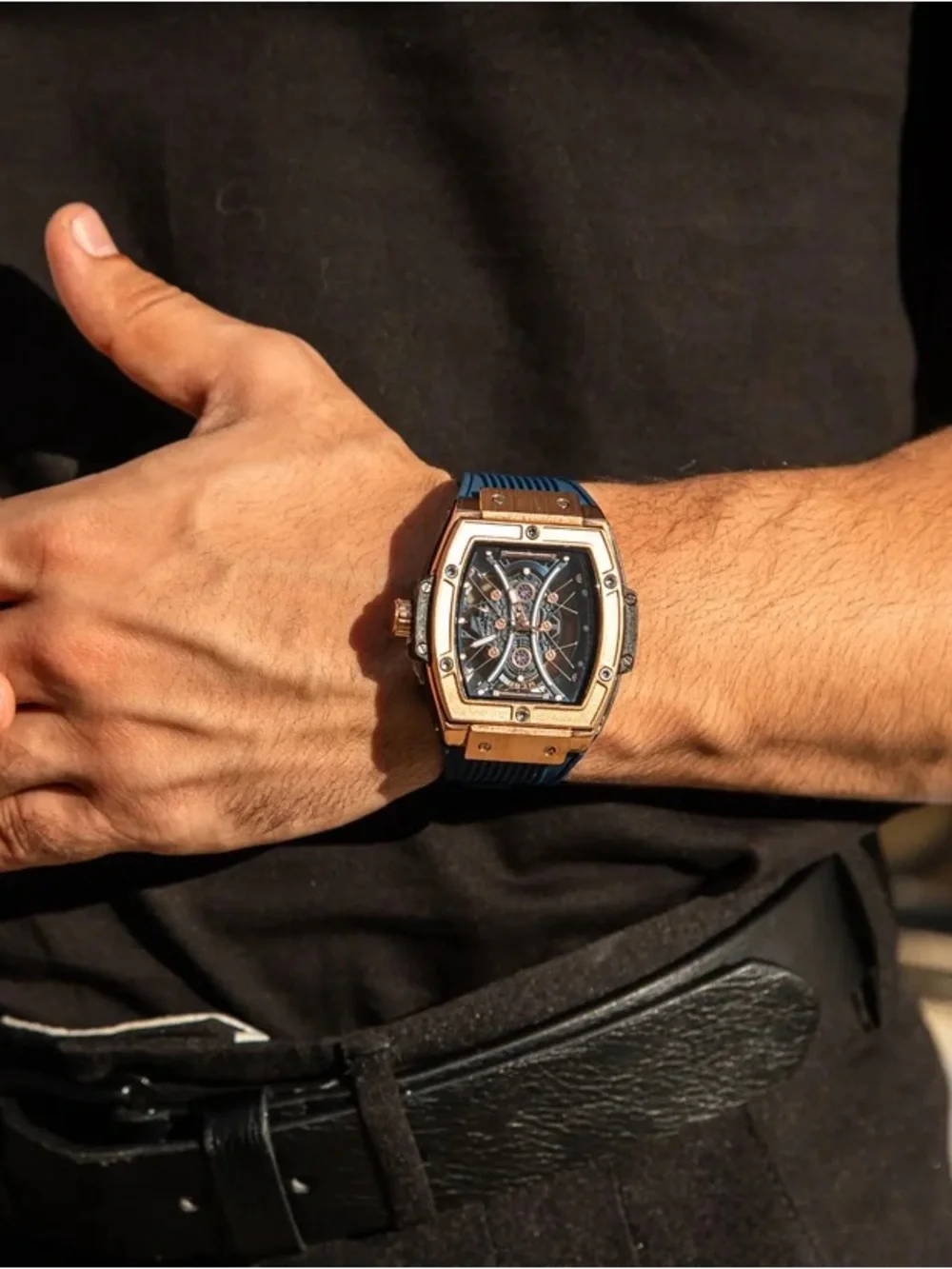 Lucky Fours Summit Midnight Rose MEGIR M8109 Rose Gold Blue Men’s Watch